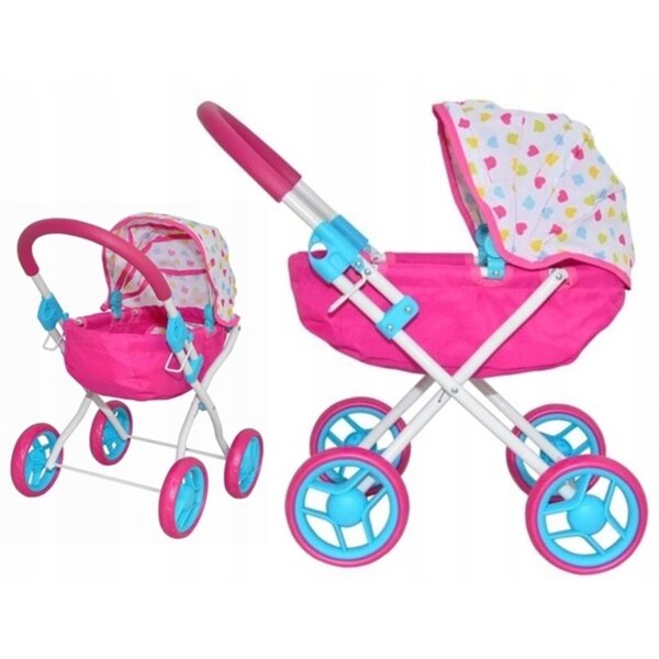 Dunkelrosa Milly Mally Dori Puppenwagen mit faltbarem Verdeck