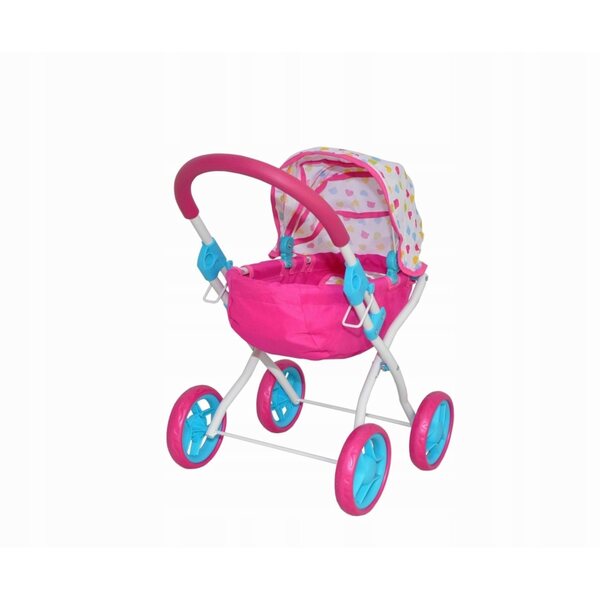 Dunkelrosa Milly Mally Dori Puppenwagen mit faltbarem Verdeck