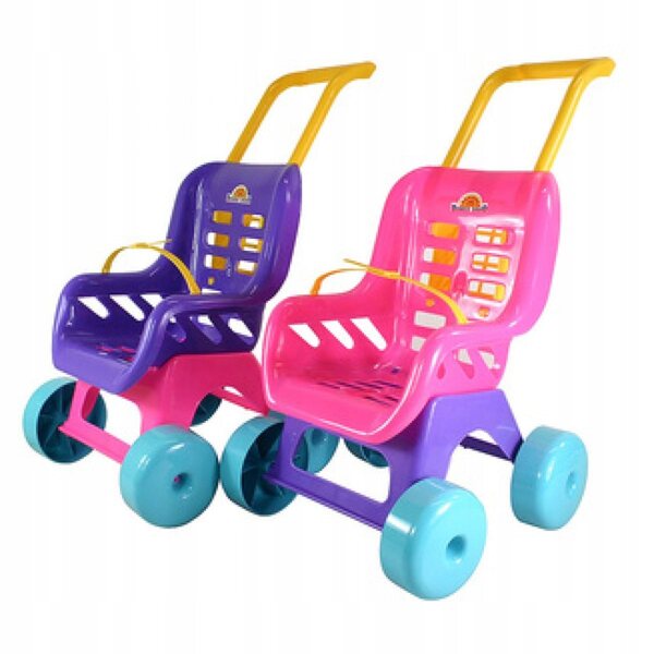 Passeggino giocattolo per bambole Macyszyn Toys rosa plastica 39x50x29 cm