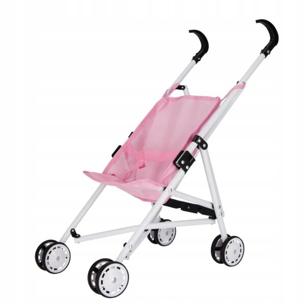 Rosa Kinderwagen mit Sonnenschirm für Mega Creative-Puppen aus Metall und Stoff