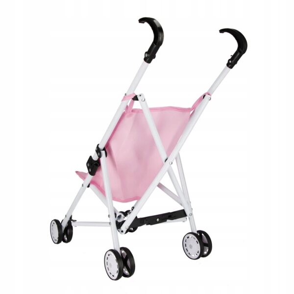 Rosa Kinderwagen mit Sonnenschirm für Mega Creative-Puppen aus Metall und Stoff