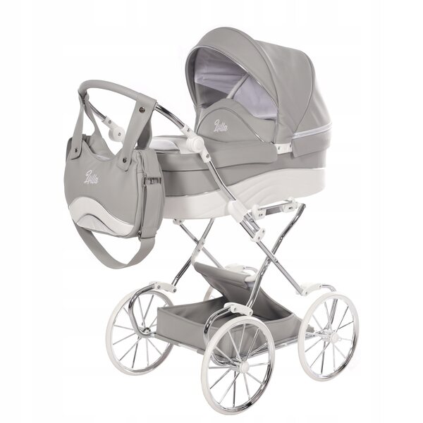Junama Lulla Mini passeggino per bambole, grigio, con maniglia regolabile e grandi ruote