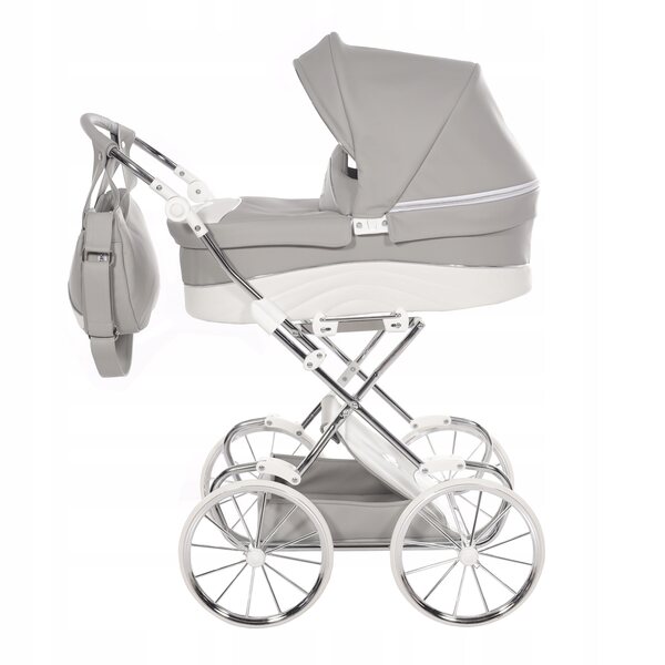 Junama Lulla Mini passeggino per bambole, grigio, con maniglia regolabile e grandi ruote