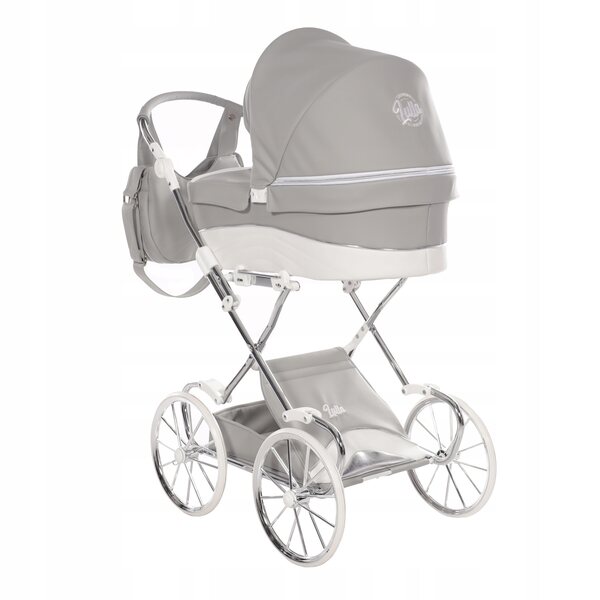 Junama Lulla Mini passeggino per bambole, grigio, con maniglia regolabile e grandi ruote