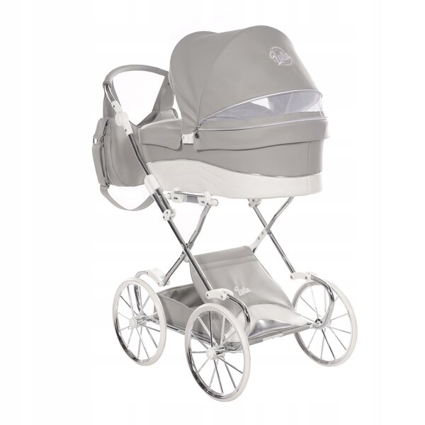 Junama Lulla Mini passeggino per bambole, grigio, con maniglia regolabile e grandi ruote