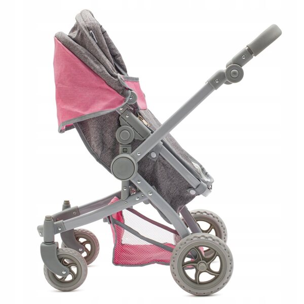 Baby Mix Sophie 2in1 tiefer Puppenwagen, rosa und grau, leicht und sicher