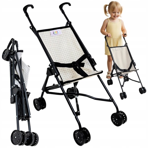 Zusammenklappbarer Puppenwagen Doris mit Sicherheitsgurten – Spiel für Kinder ab 3 Jahren