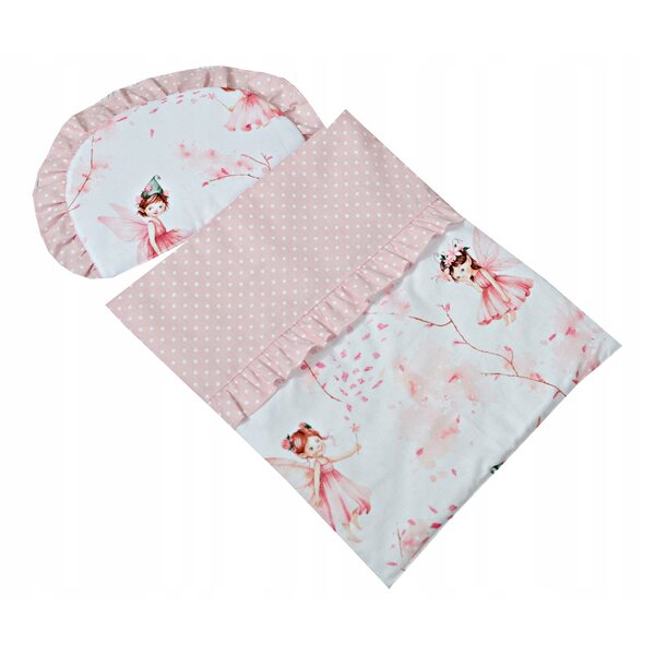 Komplettset Puppenwäsche aus Baumwolle mit Feenmotiv für den Kinderwagen