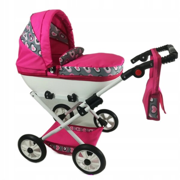 Grabski Klassischer Puppenwagen, tief, 77x77x45 cm, mit verstellbarem Griff und Zubehör