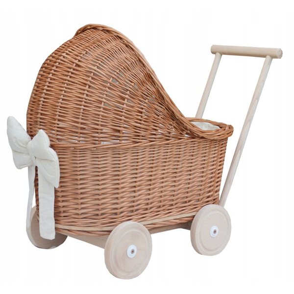 Puppenwagen aus Naturgeflecht mit Wäsche – Safe Pusher 18 m+