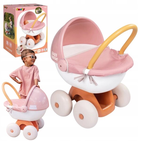 Smoby Baby Nurse Deep Kinderwagen für Puppen bis 42 cm mit Kunststoffverdeck