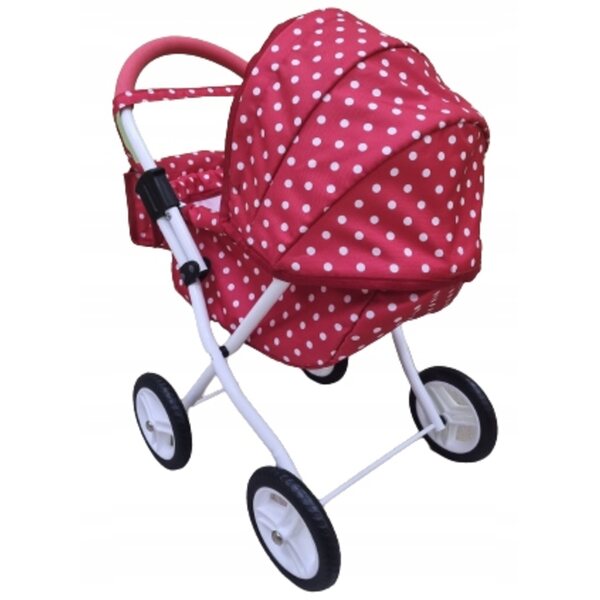 Adbor MIKI Mi-02 Puppenwagen rot mit weißen Punkten und Tasche inklusive