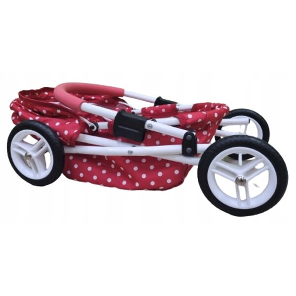 Adbor MIKI Mi-02 Puppenwagen rot mit weißen Punkten und Tasche inklusive