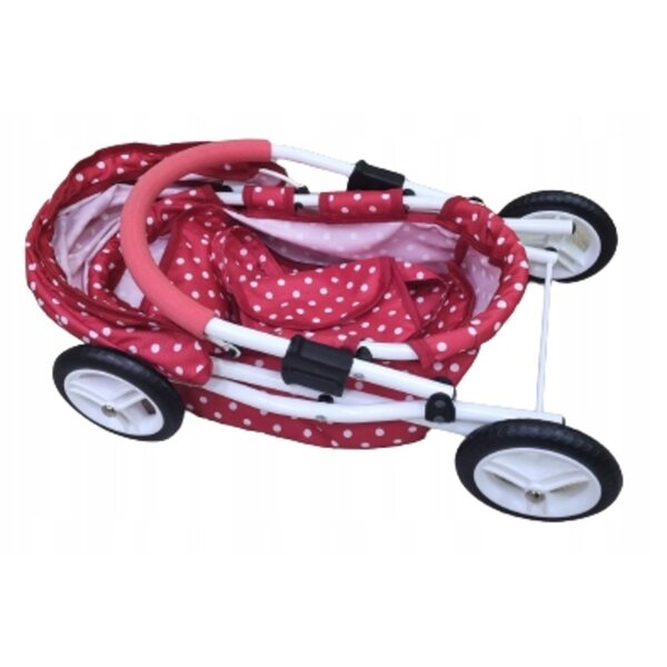 Adbor MIKI Mi-02 Puppenwagen rot mit weißen Punkten und Tasche inklusive