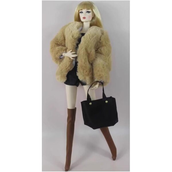 Winterkleidung für amerikanische Puppe 30 cm, Leopardenjacke und Zubehörset