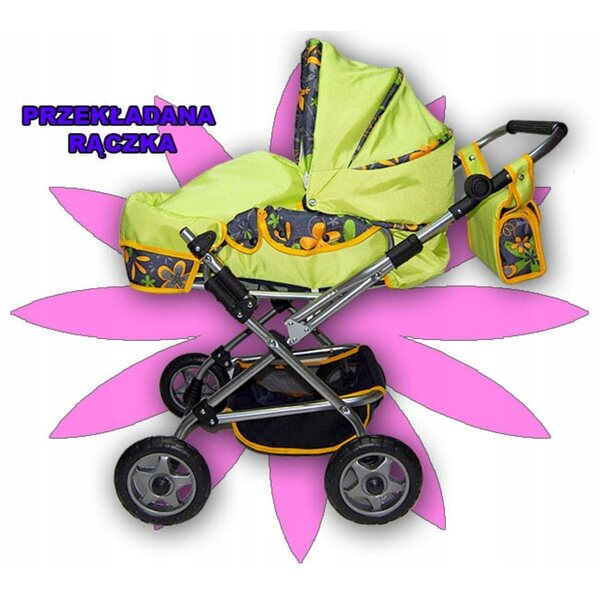 Mega grande passeggino per bambole 3 in 1 regolabile con copertura e cesto