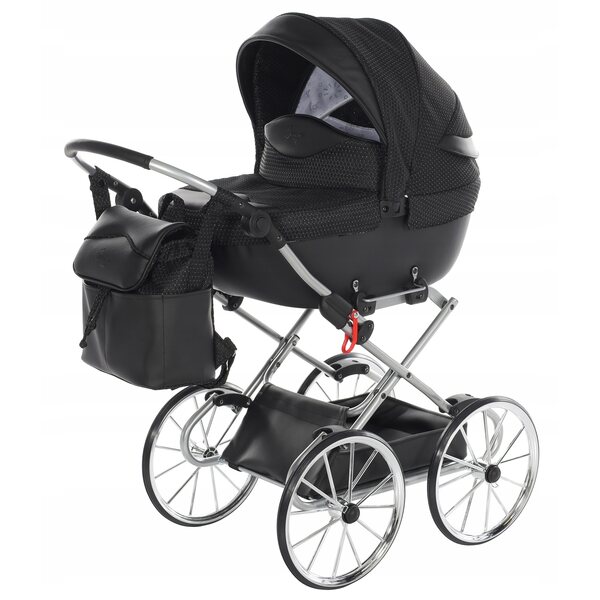 TAKO Junama Dolce Mini Poussette de poupée Profonde avec Grandes Roues Noir
