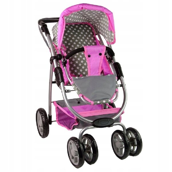 2in1 Puppenwagen, tiefe Gondel, Kinderwagen mit Tasche und Korb