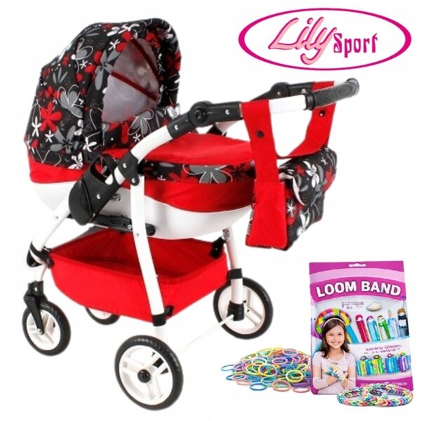 Adbor Lily Sport Puppenwagen mit farbigem Loom Bands-Set im Lieferumfang enthalten