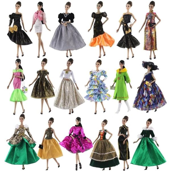 Kleidung für amerikanische Puppe 30 cm, Freizeit- und Partykleid, Set 1/6 BJD