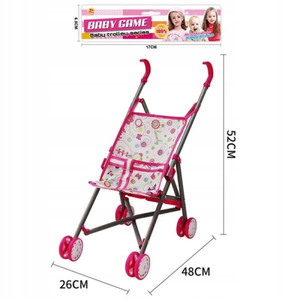 Metall-Sonnenschirm-Kinderwagen für Adar-Puppen, faltbar und sicher ab 3 Jahren