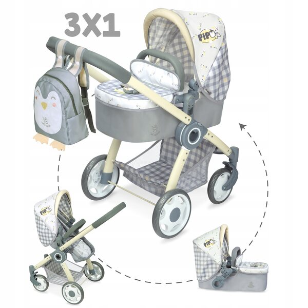 VITO 80547 DeCuevas 3-in-1-Puppenwagen mit Rucksack und Korb