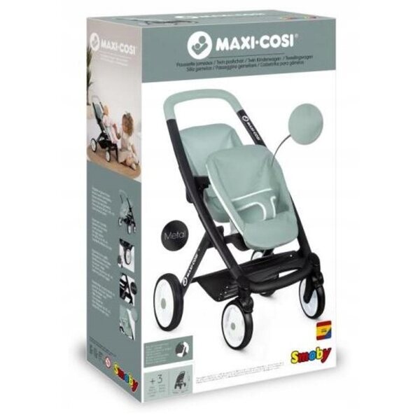 Smoby Maxi Cosi grüner Puppenwagen für Zwillinge ab 3 Jahren