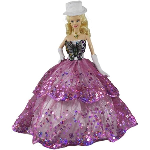 Kleidung für amerikanische Puppe 30 cm, Prinzessinnen-Abendkleid mit Hut