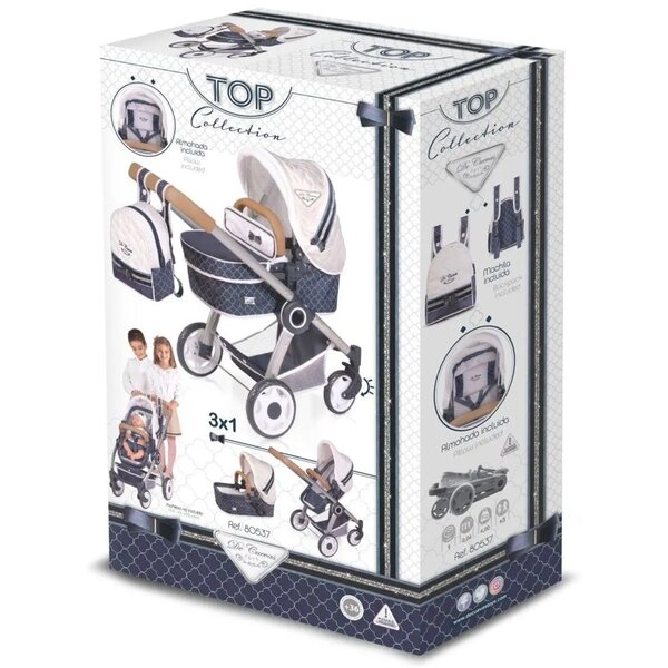 DeCuevas 80537 3-in-1-Klappwagen für Puppen mit Rucksack – TOP-Kollektion