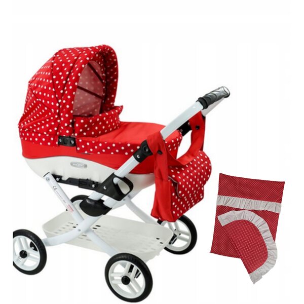 Adbor Lily LC-12 Puppenwagen rot, inklusive Bettwäsche