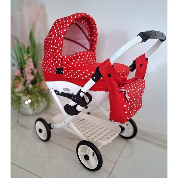 Adbor Lily LC-12 Puppenwagen rot, inklusive Bettwäsche