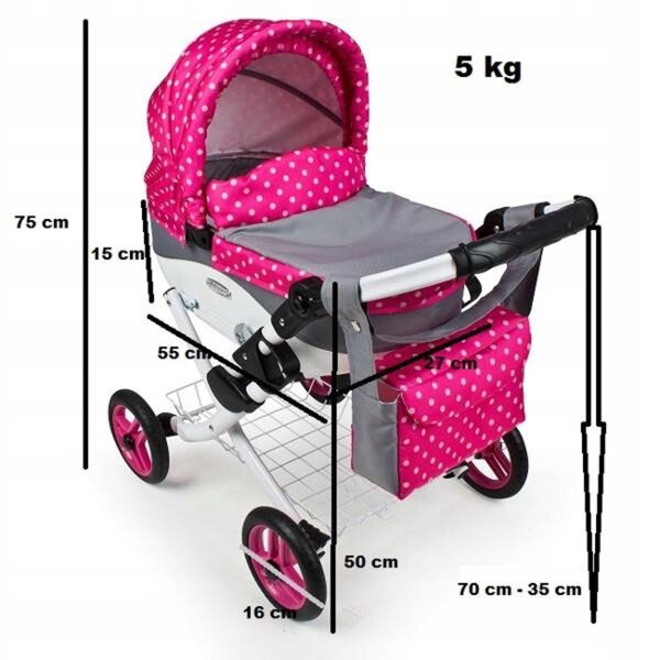 Adbor Lily Klassischer Puppenwagen, individuell anpassbar mit individueller Tasche und Farben