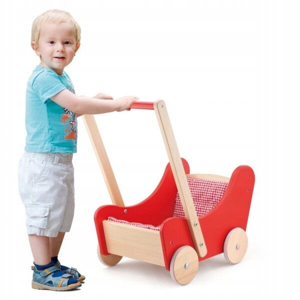 VIGA Buggy Kinderwagen aus Holz für Puppen und Pchacz für Kinder ab 3 Jahren