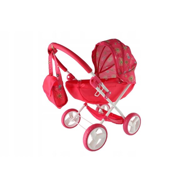 Teddies Hluboký tiefer Puppenwagen aus Metall und Stoff 58x35x60cm