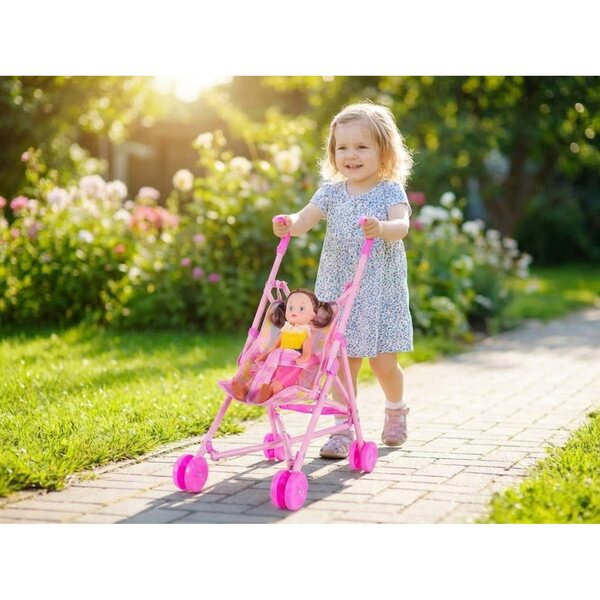42-cm-Puppenwagen mit 22-cm-Puppe – Kreativspiel für Kinder ab 3 Jahren