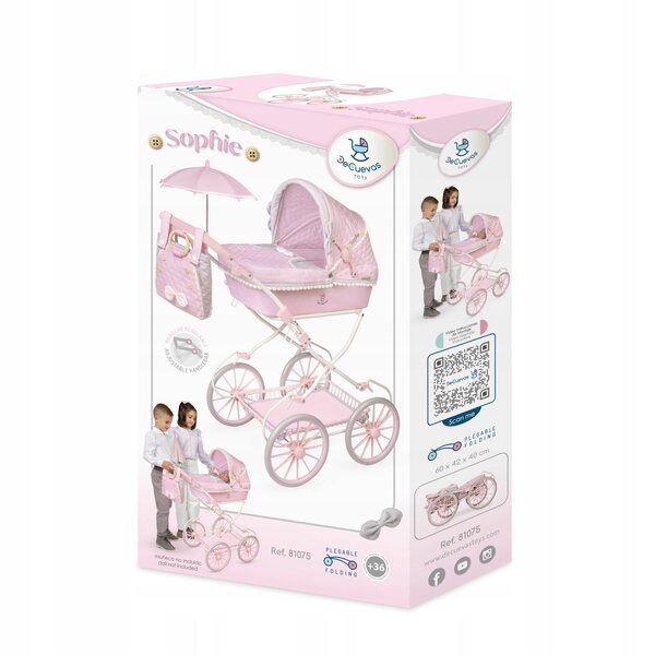 Sophie Puppenwagen mit Sonnenschirm und Tasche DeCuevas Toys 81075