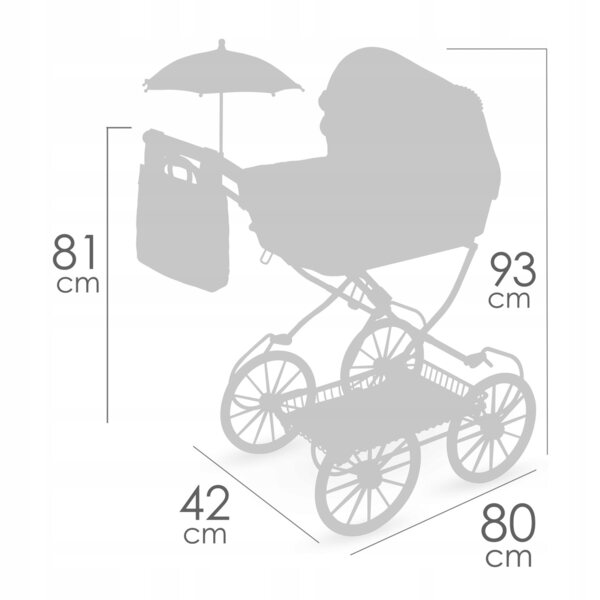 Sophie Puppenwagen mit Sonnenschirm und Tasche DeCuevas Toys 81075