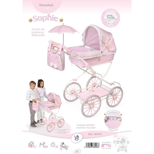 Sophie Puppenwagen mit Sonnenschirm und Tasche DeCuevas Toys 81075