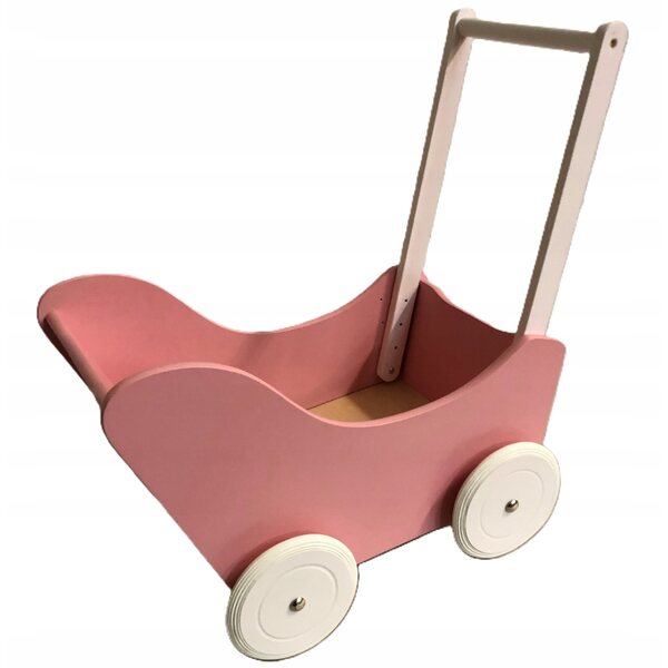 Puppenwagen aus Holz – Spiele für Mädchen ab 3 Jahren, weiß oder rosa