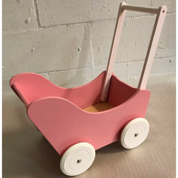 Puppenwagen aus Holz – Spiele für Mädchen ab 3 Jahren, weiß oder rosa