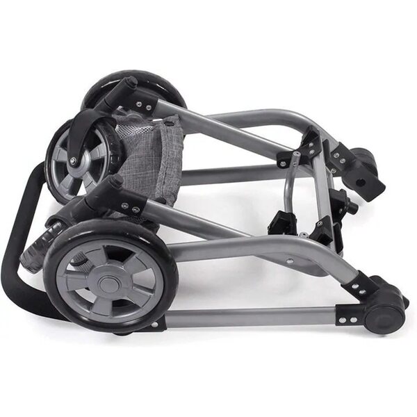 2 in 1 Bayer Chic Melange grau-rosa verstellbarer Puppenwagen