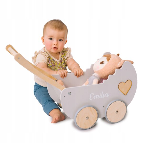 Doll carrozzina in legno con materassino personalizzabile Bigjigs Toys