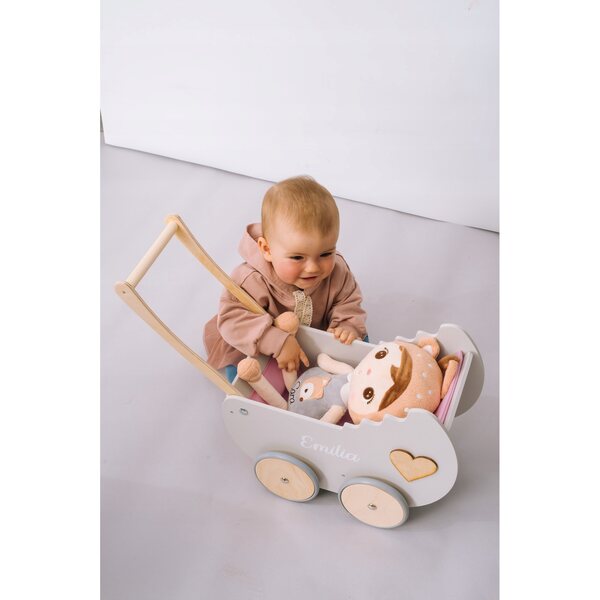 Doll carrozzina in legno con materassino personalizzabile Bigjigs Toys