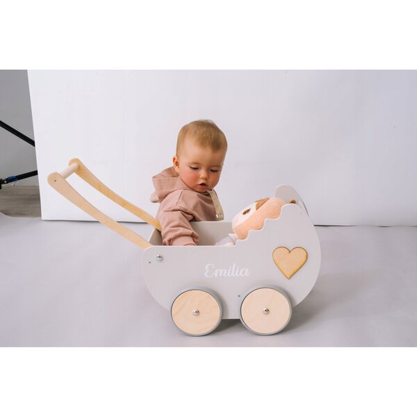 Doll carrozzina in legno con materassino personalizzabile Bigjigs Toys