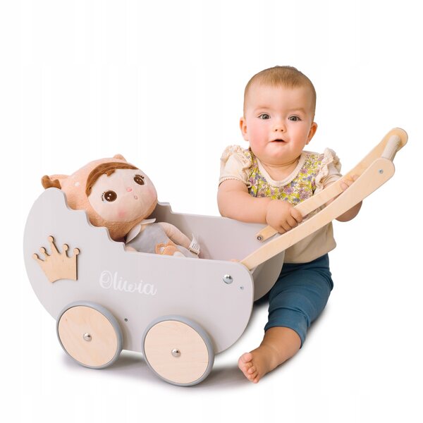 Doll carrozzina in legno con materassino personalizzabile Bigjigs Toys