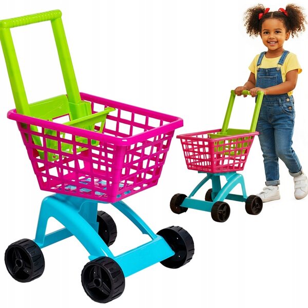 Rosa Spielzeugmarktwagen für Kinder – sicheres Spielen und Einkaufen ab 3 Jahren