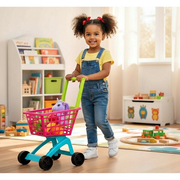Carrello Market Giocattolo Rosa per Bambini - Gioco e Acquisti Sicuri 3+