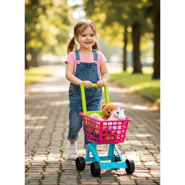 Carrello Market Giocattolo Rosa per Bambini - Gioco e Acquisti Sicuri 3+
