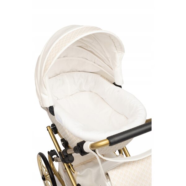 Jackmar Darsi Puppenwagen im tiefen Retro-Stil, blau mit goldenen Details