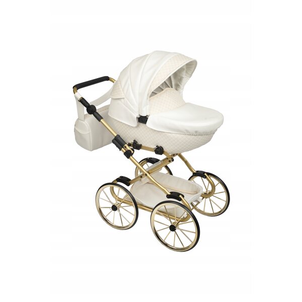 Jackmar Darsi Puppenwagen im tiefen Retro-Stil, blau mit goldenen Details